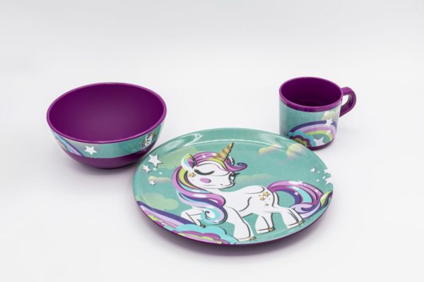 Bright Designs Unicorn 3 Piece Melamine Set