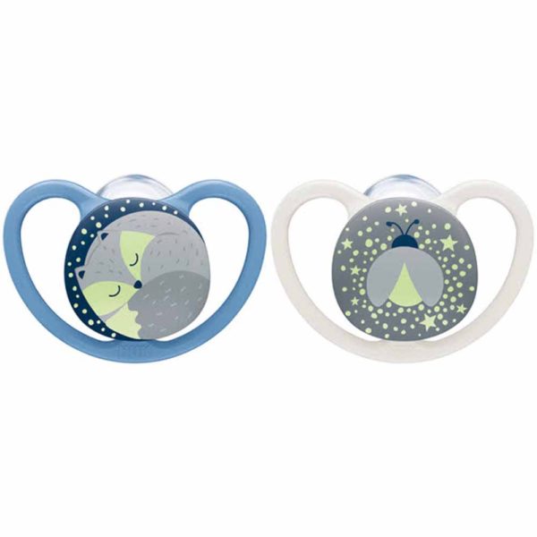 NUK SPACE NIGHT GLOW Pacifier 0-6, 2 PCS