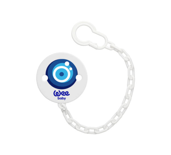 Wee Baby Patterned Soother Chain - Evil Eye Bead