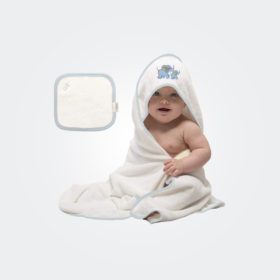 Komkom Baby Hooded Towel White Elephant 2pcs