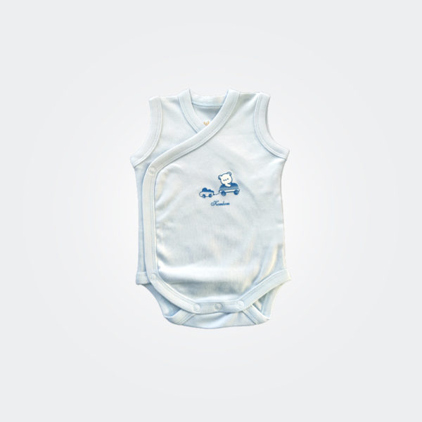 Komkom Baby Boys Sleeveless Bodysuit Bear-Blue