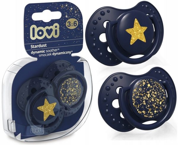 LOVI Dynamic Star Dust Collection 3-6 m 2 Pieces Soother with Cover