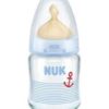 NUK glass Baby Bottle with Latex Teat, 0 To 6 Months , 120 ml, Size M