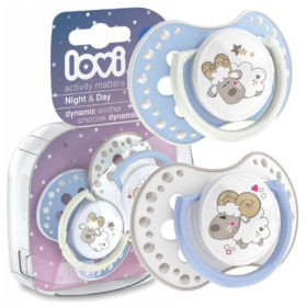 Lovi Dynamic Softening Silicone Soother, Day & Night 2 Pieces