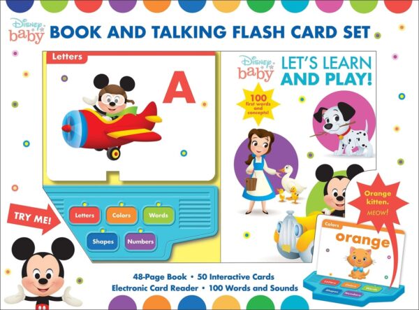 Disney Baby - Let's Learn and Play! Book and Talking Flash Card Sound Book Set - PI Kids