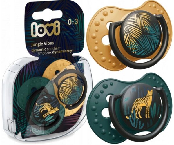 lovi silicone dynamic soother 0 3 m 2 pcs jungle vibes