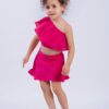 Cottonovi Hot Pink Embroidered Skirt Set