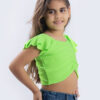 Cottonovi Ruched Lime Green Crop Top