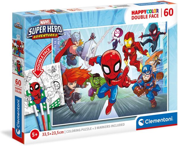 Clementoni Super hero -Puzzle 60 pieces - Happy Color Double Sided