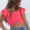 Cottonovi Hot Pink Ruched Crop Top