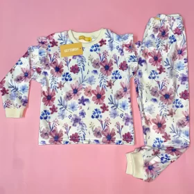 Cottonovi Ruffled Floral Fleece Pyjamas