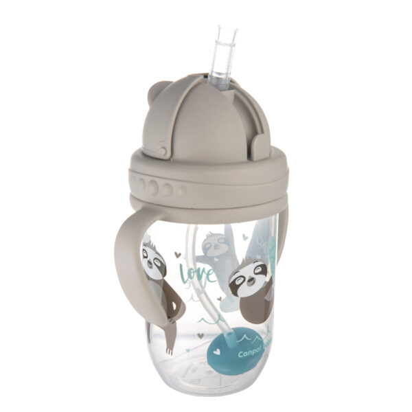 Canpol babies non-spill cup with weighted straw 270ml EXOTIC ANIMALS